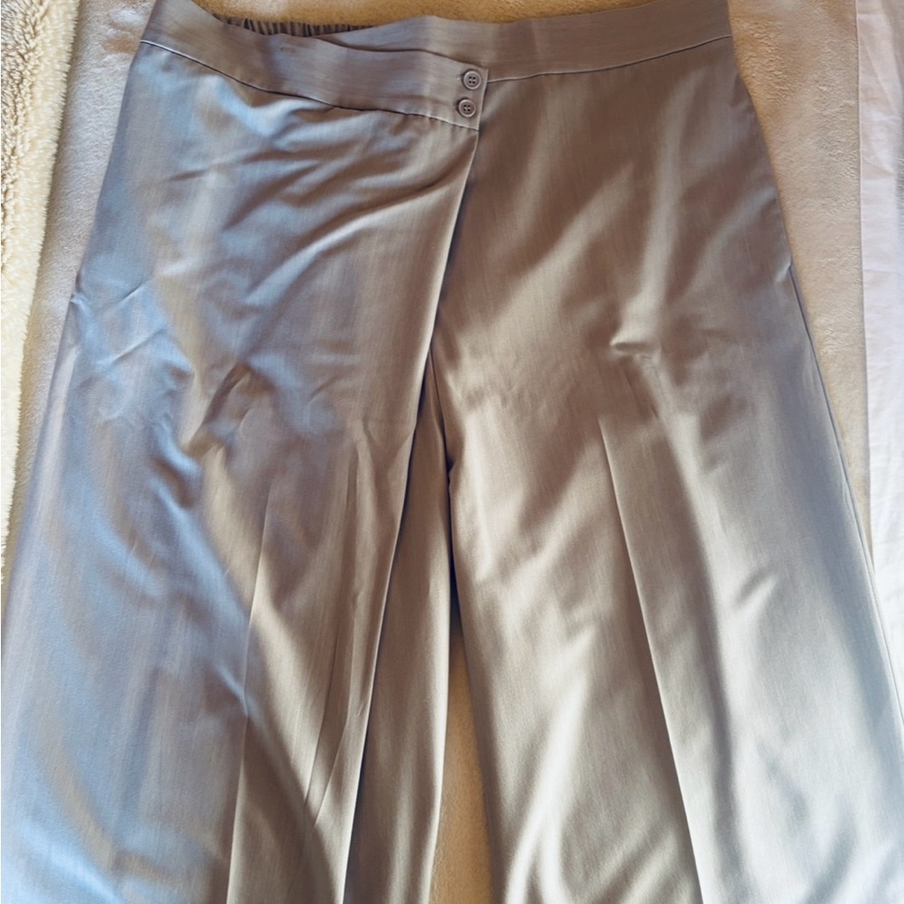 Eloquii Wide Wrap Detail Trousers High Waisted Suit Pants Dove Gray Sz 20